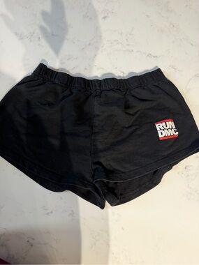 RUN DMC Black Women's Athletic Shorts with Elastic Waist